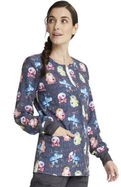 Cherokee Clearance Women's Snap Front Science Friends Print Jacket -Medical Nurse Clothing Shop 4 ck ck321 printclearance 650 4