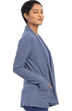 Cherokee Clearance Women's Open-Front Stripe Print Scrub Jacket -Medical Nurse Clothing Shop 4 ck ck327 clearance 650