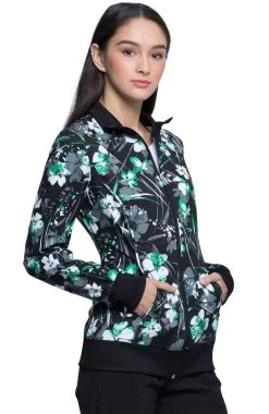 Cherokee Clearance Women's Botanical Gestures Print Scrub Jacket -Medical Nurse Clothing Shop 4 ck ck372 printclearance 650
