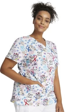 Cherokee Clearance Women's Paws For A Cause Print Scrub Top -Medical Nurse Clothing Shop 4 ck ck616 printclearance 650