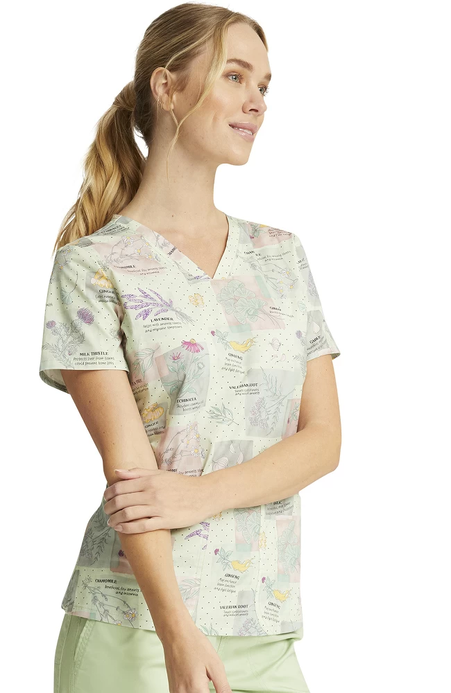 Cherokee Clearance Women's Herbal Wellness Print Scrub Top 6 Cherokee Clearance Women's Herbal Wellness Print Scrub Top - Image 4