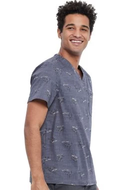 Cherokee Clearance Men's Rawrsome Print Scrub Top -Medical Nurse Clothing Shop 4 ck ck692 printclearance 650 1