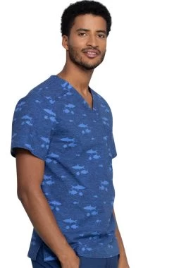 Cherokee Clearance Men's Stay In School Print Scrub Top -Medical Nurse Clothing Shop 4 ck ck692 printclearance 650