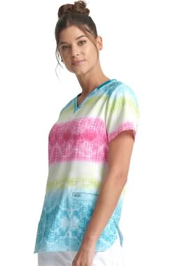 Cherokee Women's Trippy Stripes Print Scrub Top -Medical Nurse Clothing Shop 4 ck ck734 print 650