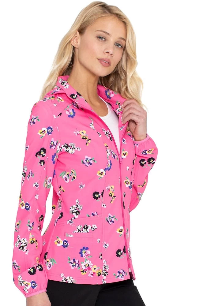 Clearance Women's Warm Up Flowering Fields Print Scrub Jacket 6 Clearance Women's Warm Up Flowering Fields Print Scrub Jacket - Image 4