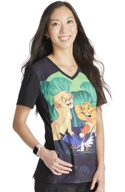 Cherokee Women's Too Funny Print Scrub Top -Medical Nurse Clothing Shop 4 ck tf627 print 650