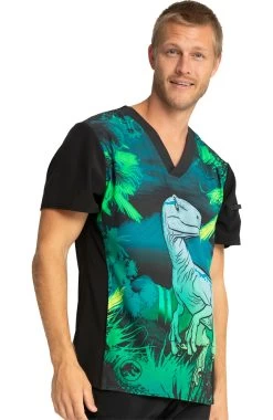 Cherokee Clearance Men's Jungle Nights Print Scrub Top -Medical Nurse Clothing Shop 4 ck tf708 printclearance 650 1
