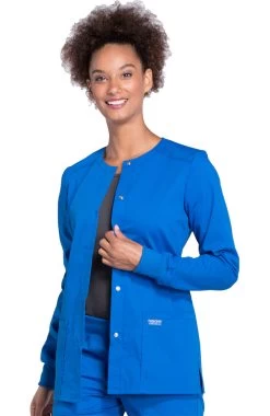Clearance Women's Snap Front Warm-Up Solid Scrub Jacket -Medical Nurse Clothing Shop 4 ck ww340 clearance 650
