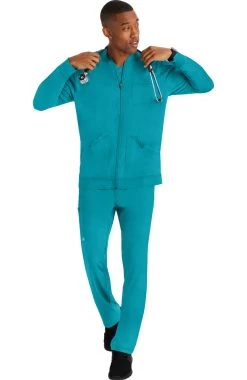 Men's Michael Zip Front Solid Scrub Jacket -Medical Nurse Clothing Shop 4 hh 5590 650