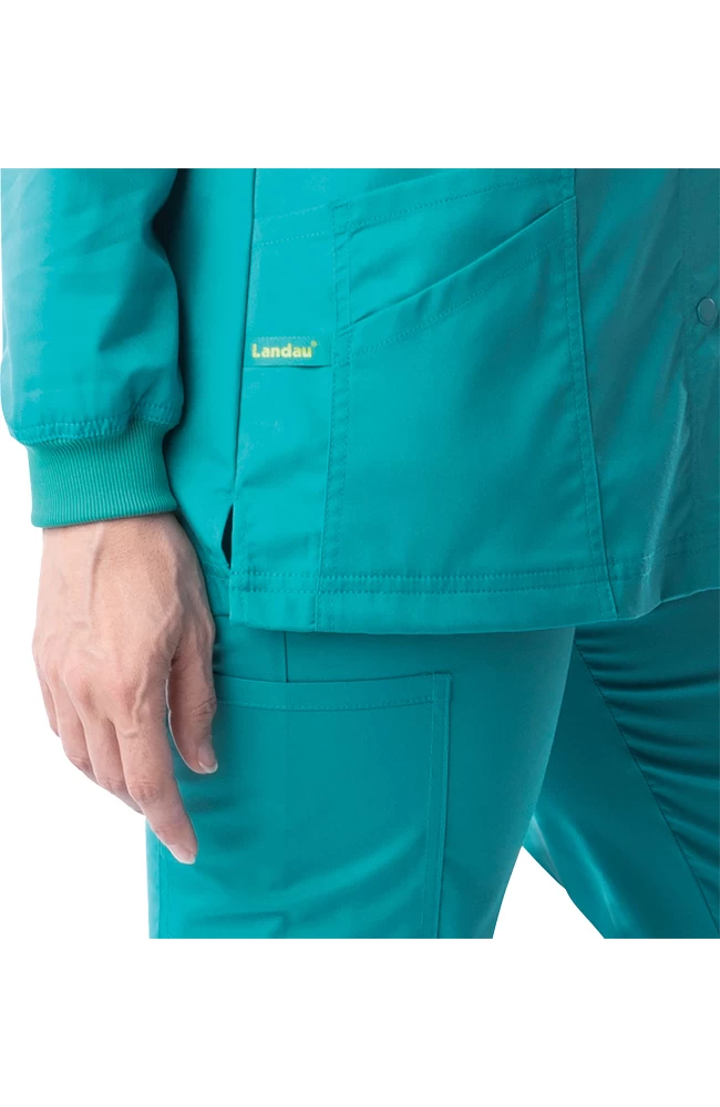 Women's Snap Front Warm Up Solid Scrub Jacket 6 Women's Snap Front Warm Up Solid Scrub Jacket - Image 4