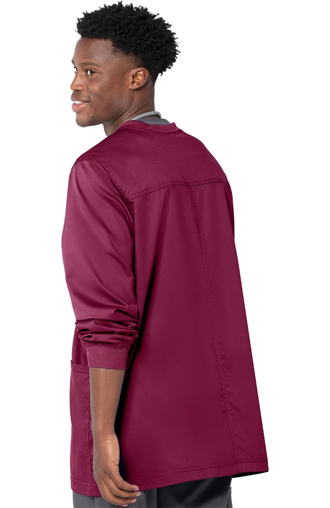 Men's Knit Collar Snap Front Solid Scrub Jacket 6 Men's Knit Collar Snap Front Solid Scrub Jacket - Image 4