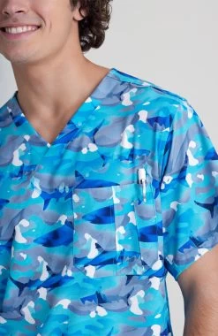 Skechers Men's V-Neck Wild Tide Print Scrub Top 11 Skechers Men's V-Neck Wild Tide Print Scrub Top -Medical Nurse Clothing Shop 5 bc skt175 print 650