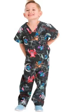 Cherokee Clearance Unisex Kids Spooky Stitch Print Scrub Set -Medical Nurse Clothing Shop 5 ck 6620c printclearance 650 1