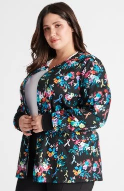 Cherokee Women's Warm Up Hopeful Bouquets Print Jacket -Medical Nurse Clothing Shop 5 ck ck301 print 650