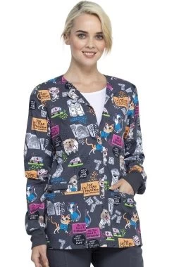 Cherokee Clearance Women's Purramedics Print Scrub Jacket -Medical Nurse Clothing Shop 5 ck ck301 printclearance 650 3
