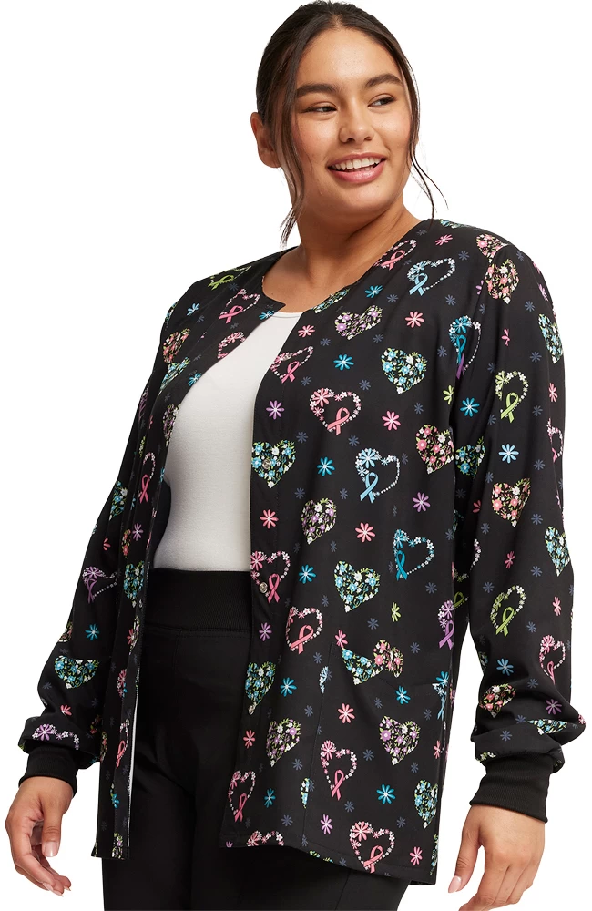 Cherokee Women's Snap Front Care Flor-All Print Scrub Jacket 7 Cherokee Women's Snap Front Care Flor-All Print Scrub Jacket - Image 5