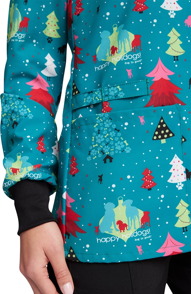 Cherokee Clearance Women's Happy Holidogs Print Jacket 7 Cherokee Clearance Women's Happy Holidogs Print Jacket - Image 5