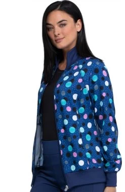Cherokee Clearance Women's Poppin' Polka Dots Navy Print Scrub Jacket 11 Cherokee Clearance Women's Poppin' Polka Dots Navy Print Scrub Jacket -Medical Nurse Clothing Shop 5 ck ck372 printclearance 650 1