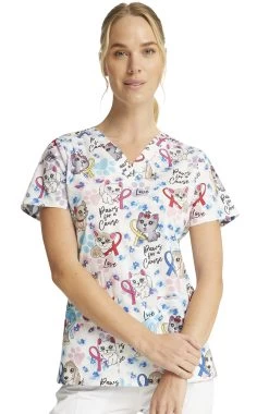 Cherokee Clearance Women's Paws For A Cause Print Scrub Top -Medical Nurse Clothing Shop 5 ck ck616 printclearance 650