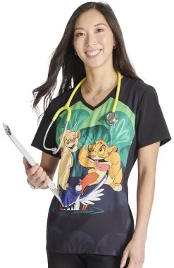 Cherokee Women's Too Funny Print Scrub Top -Medical Nurse Clothing Shop 5 ck tf627 print 650