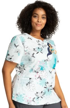 Cherokee Clearance Women's Lotus Garden Print Scrub Top -Medical Nurse Clothing Shop 5 ck tf761 printclearance 650