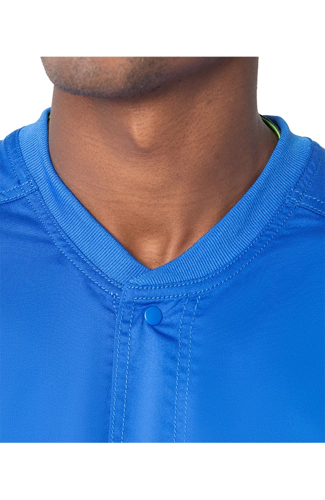 Men's Knit Collar Snap Front Solid Scrub Jacket 7 Men's Knit Collar Snap Front Solid Scrub Jacket - Image 5
