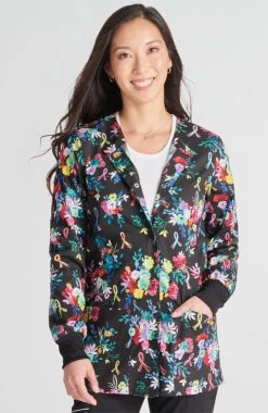 Cherokee Women's Warm Up Hopeful Bouquets Print Jacket -Medical Nurse Clothing Shop 6 ck ck301 print 650