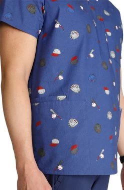 Cherokee Men's Home Run Print Scrub Top -Medical Nurse Clothing Shop 6 ck ck691 print 650