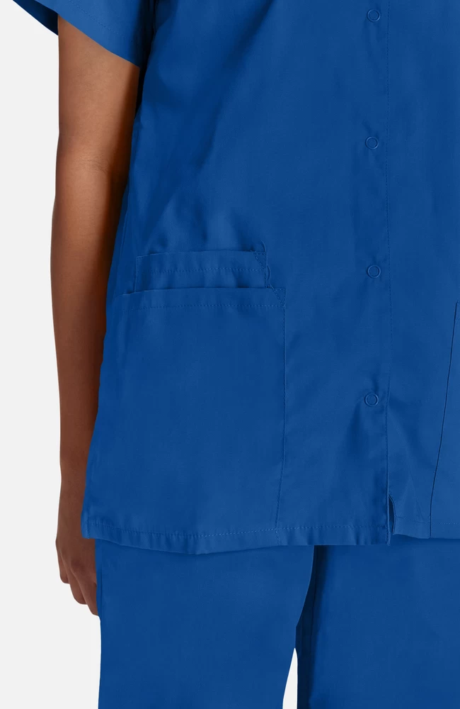 Women's Snap Front Solid Scrub Top & Elastic Waistband Cargo Sc 4 Women's Snap Front Solid Scrub Top & Elastic Waistband Cargo Sc - Image 2