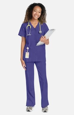 Women's Snap Front 2-Pocket Solid Scrub Top -Medical Nurse Clothing Shop 7 ck 4770 650