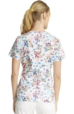Cherokee Clearance Women's Paws For A Cause Print Scrub Top -Medical Nurse Clothing Shop 7 ck ck616 printclearance 650