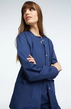 Clearance Women's Jewel Neck Warmup Solid Scrub Jacket -Medical Nurse Clothing Shop 9 ck 4350 clearance 650